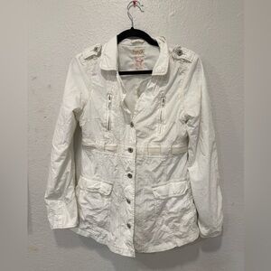 Free People White Tie up Button Up Jacket